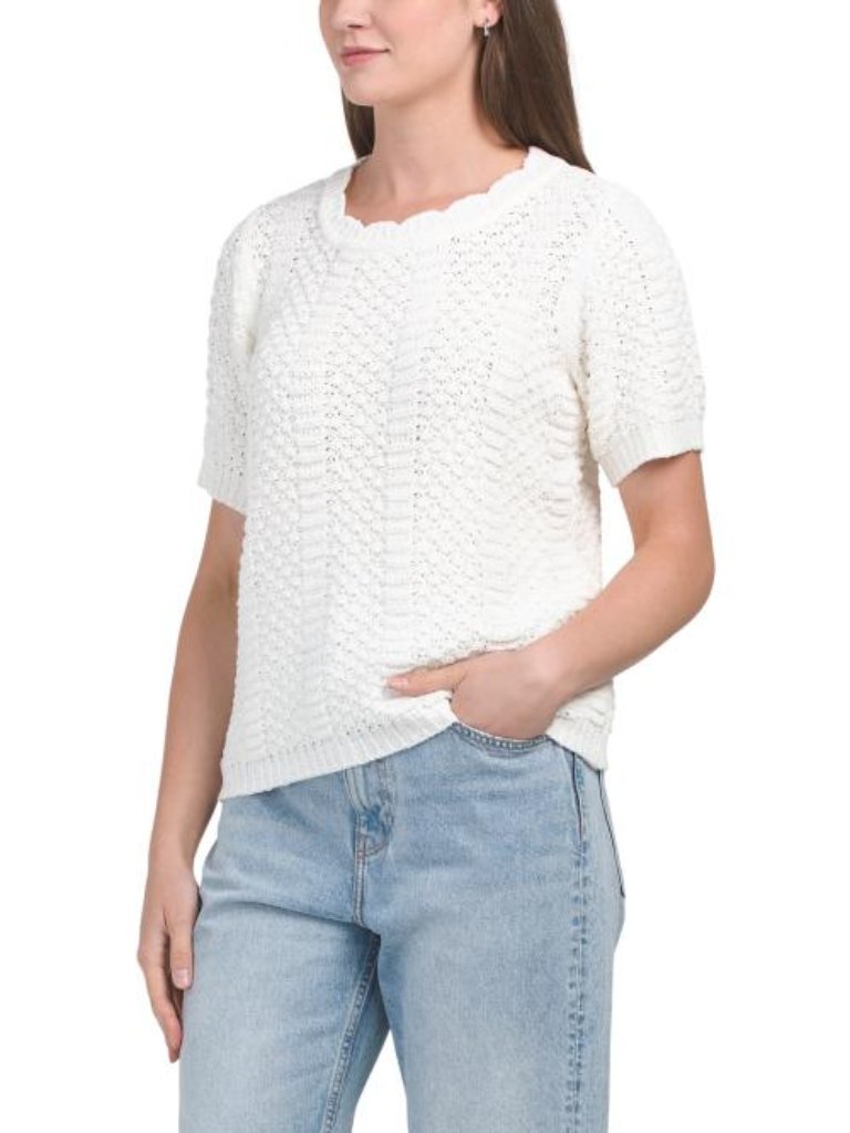 Cyrus Tape Yarn Short Sleeve Pull Over Sweater
